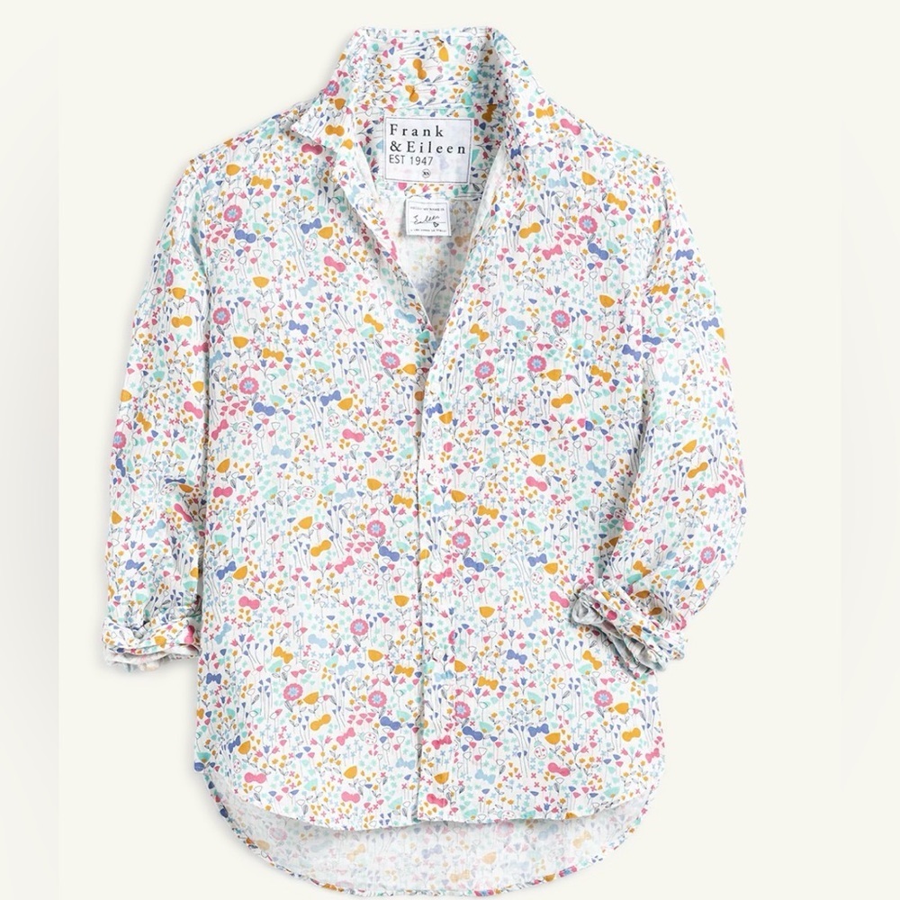NWT Frank & Eileen Eileen 100% Italian Linen Floral Butterfly Large - Picture 2 of 8